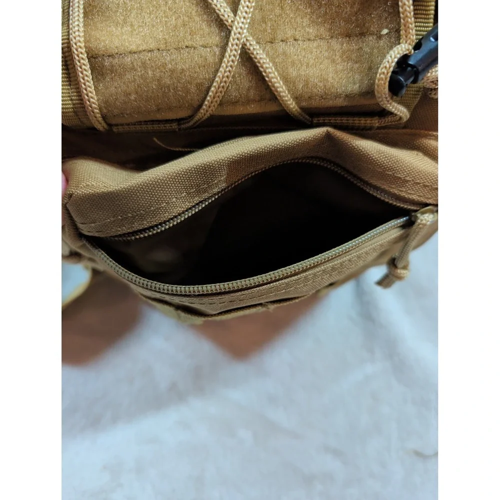 Khaki Tactical Sling Bag Canvas MOLLE Shoulder Pack Crossbody Messenger Tan